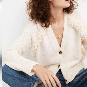 Madewell Women's Cream Button-Up Sweater